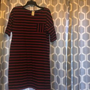 Tommy Hilfiger Navy and Red Striped Dress